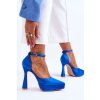 Módní lodičky na širokém vysokém podpatku  Madness (Velikost 38, Barva Modrá)