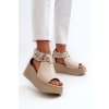 Zazoo 1732 Kožené sandály na klíně (Velikost 38, Barva Béžová)