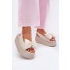 Dámské Kožené Sandály Na Platformě S Mašlí CheBello 4641 (Velikost 38, Barva Béžová)