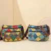 Barevná patchwork crossbody kabelka (Barva Modrá)