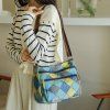 Barevná patchwork crossbody kabelka (Barva Modrá)