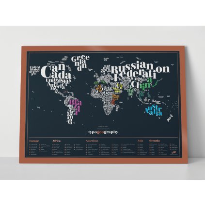 Stírací mapa světa - Typografická