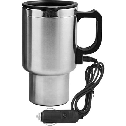 Stříbrný ohřívací termohrnek do auta - 400 ml