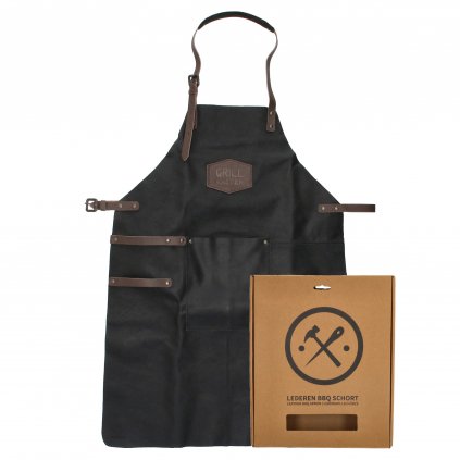 Kožená zástěra na grilování - černá