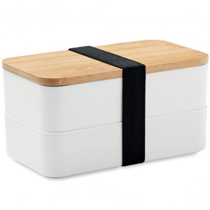 Box na obědy Husby včetně příborů - dvoupatrový - 800 ml | bílý