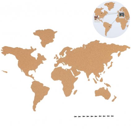 Korková mapa na zeď - nalepovací - 102x50,3 cm