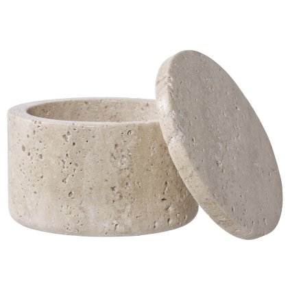 Kamenná dóza z travertinu Natural – Ø10×6,5 cm