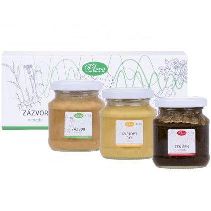 Dárková krabička s medy - zázvor, květový pyl a ženšen v medu