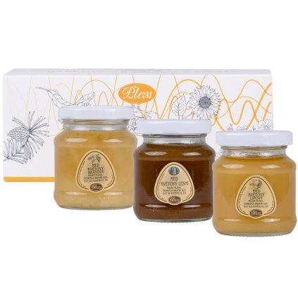 Dárková krabička s medy - akátový, lipový a lesní med