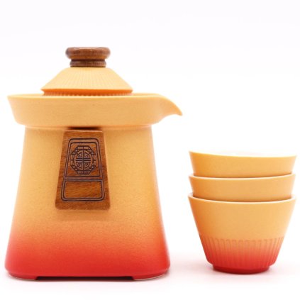 Chrámový čajový set & tři šálky | Oranžové Nebe