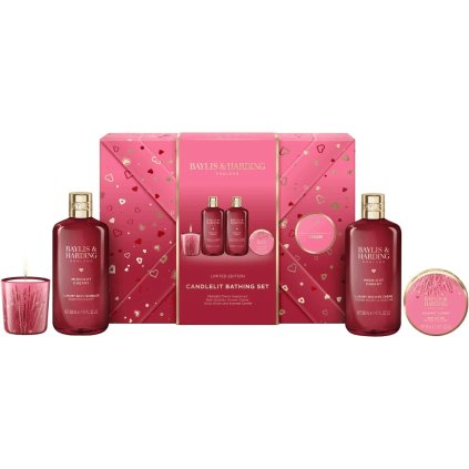 Dárková sada s péčí o tělo a svíčkou - 4 ks | Midnight Cherry