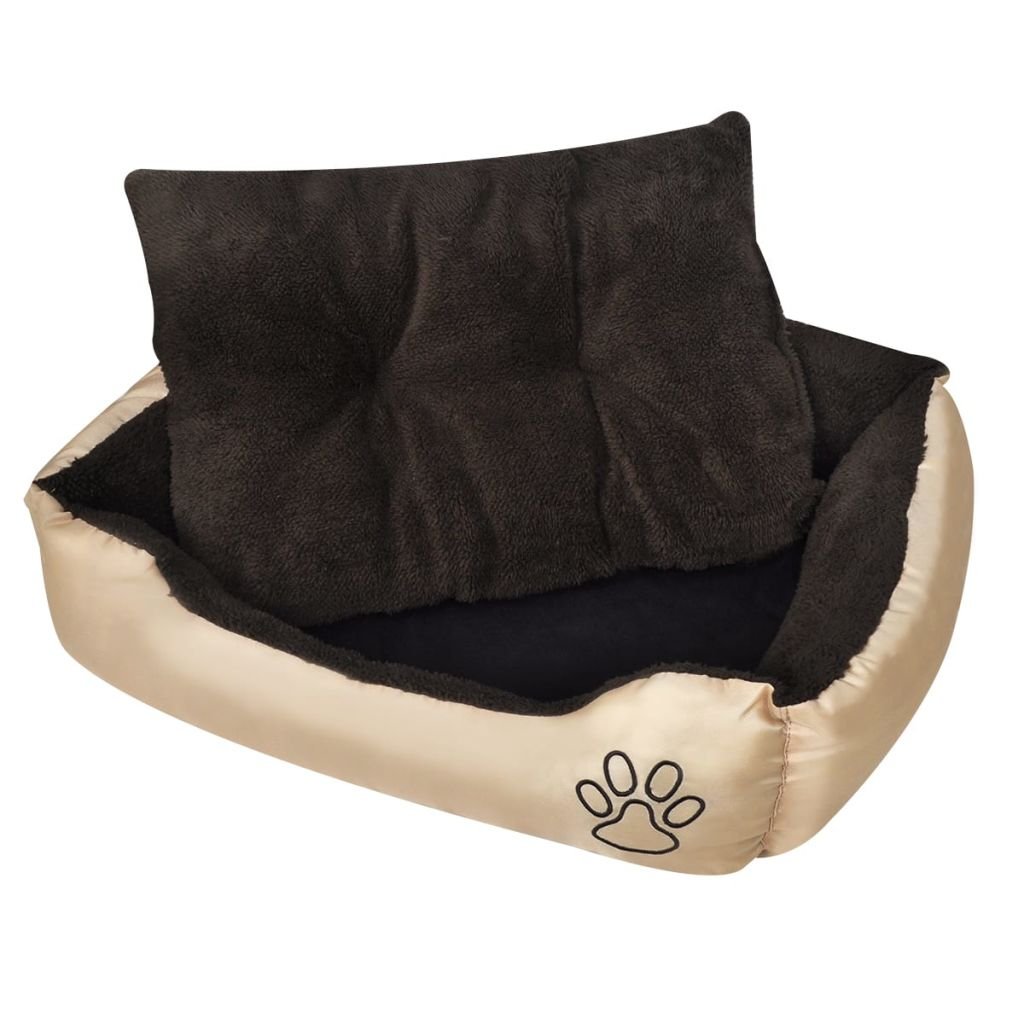 Komfortní pelíšek s polstrovaným polštářem - hnědý | L