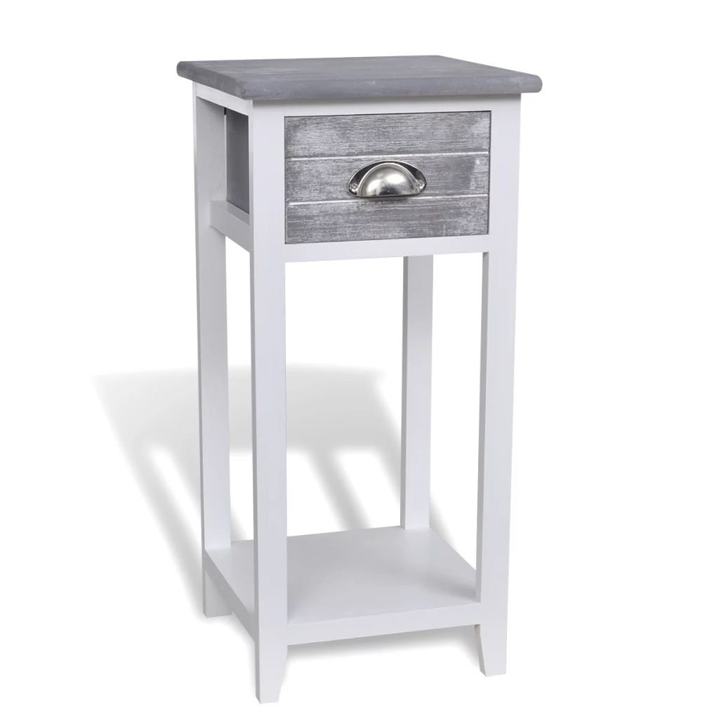 Noční stolek s 1 zásuvkou | šedobílý