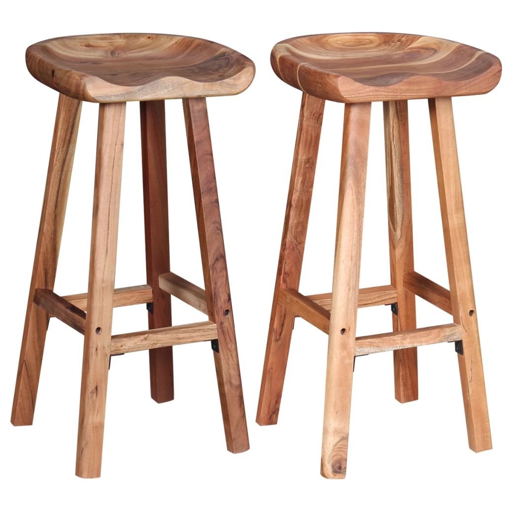 Barové stoličky 2 ks - masivní akáciové dřevo | 38x37x76 cm