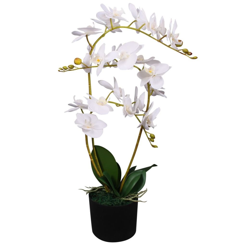 Umělá rostlina orchidej s květináčem - 65 cm | bílá