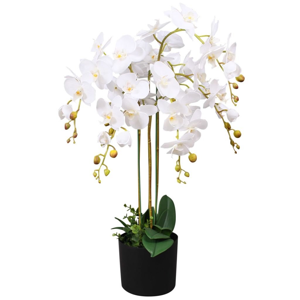 Umělá rostlina orchidej s květináčem - 75 cm | bílá