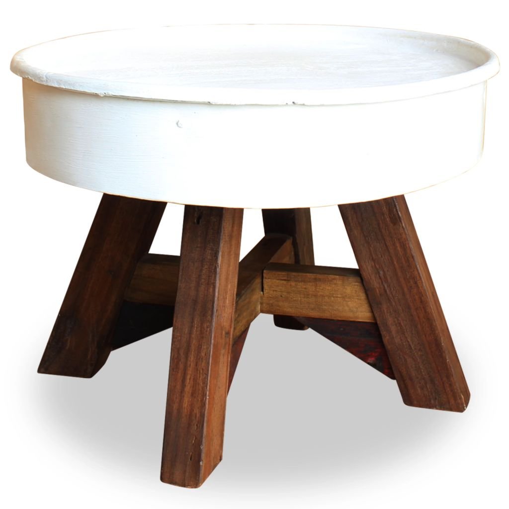 Konferenční stolek - masivní recyklované dřevo - bílý | 60x45cm