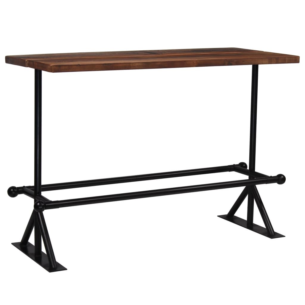Barový stůl Dural -  masivní dřevo -150x70x107 cm | tmavě hnědý