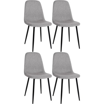Jídelní židle Napier - 4 kusy - látka | světle šedá