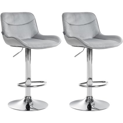 Barová židle Vonore - 2 kusy - samet - chrom noha | šedá