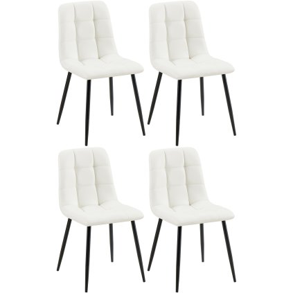 Jídelní židle Antibes - 4 kusy - imitace kůže | bílá