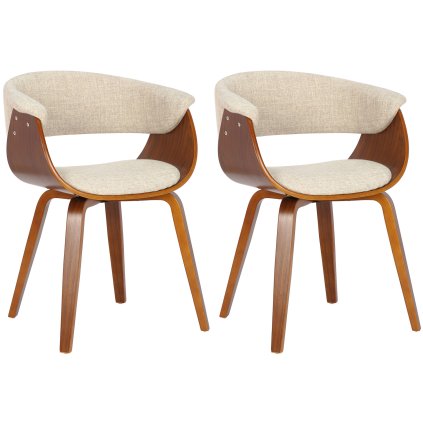 Jídelní židle Bruce - 2 kusy - ohýbané dřevo - látka | ořech/krémová