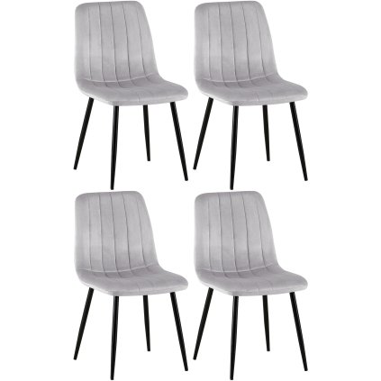 Jídelní židle Dijon - 4 kusy - samet | šedá