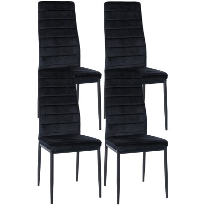 Jídelní židle Mayfair - 4 kusy - samet | černá