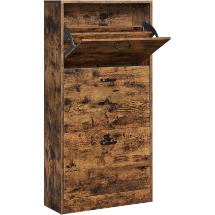 Botník Aselvi se 3 výklopnými policemi - hnědý | 120x60x24 cm