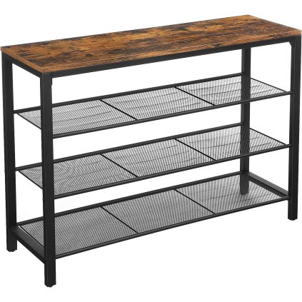 Botník Malvikk se 3 policemi - industriální styl | 100x30x72 cm