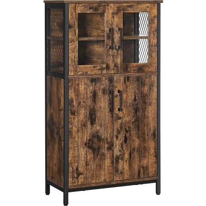 Komoda Valken s prosklenými dvířky - hnědá | 108x60x30 cm