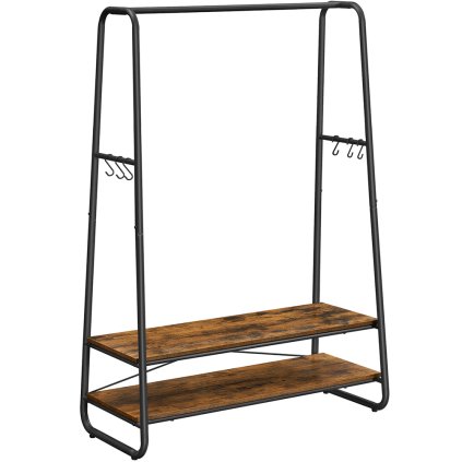 Věšák na oblečení / otevřená skříň RGR112B01 - 2 police, kov | černý