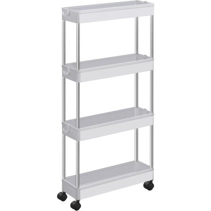 Pojízdný regál Ringval - 4patrový - 86x42x14,4 cm | bílý