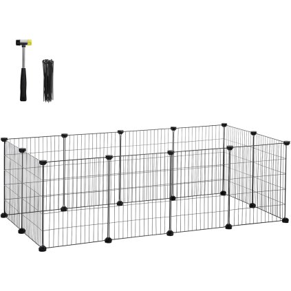 Výběh / Klec pro drobná domácí zvířata SONGMICS LPI01H - 143x73x46 cm | černý