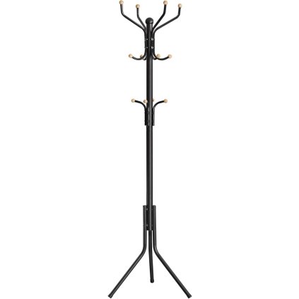 Věšák / Stojan na oblečení SOMGMICS RCR19B s 12 háčky - 182 cm vysoký | černý kov