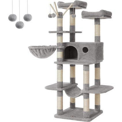 Škrabadlo pro kočky / strom FEANDREA PCT087W01 - 164 cm - extra velké | šedé