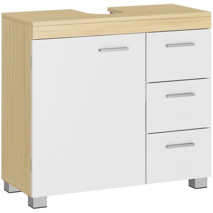 Koupelnová skříňka pod umyvadlo VASAGLE BBK503K01 - 30x70x64 cm | bílá/přírodně béžová