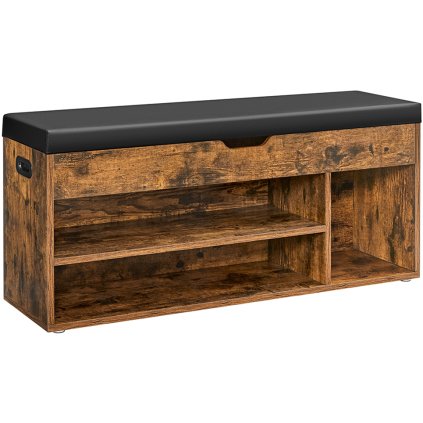 Botníková lavice Sveningen s úložným prostorem - 100x30x44 cm | hnědá a černá