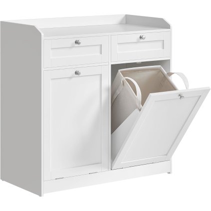 Koupelnová skříňka s košem na prádlo VASAGLE BBC751W01 – 80x79x40 cm | bílá