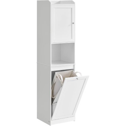 Koupelnová skříňka s košem na prádlo VASAGLE BBC761W01 – 170x40x40 cm | bílá