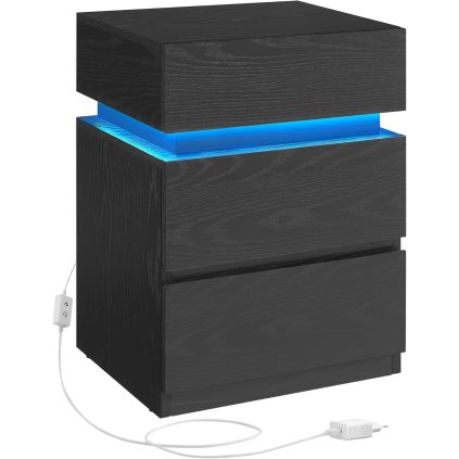 Noční stolek Vashaug s barevným LED osvětlením - 40x35x55 cm | černý