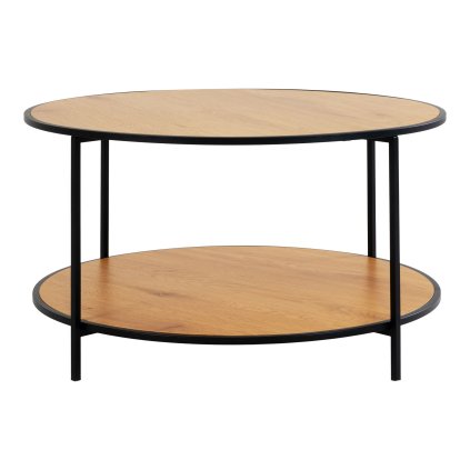 Konferenční stolek Vita - dub/černý | Ø80x45 cm