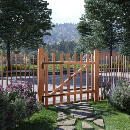 Zahradní branka - impregnované lískové dřevo | 100x90 cm