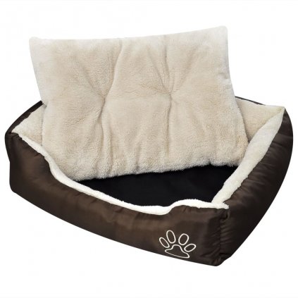 Komfortní pelíšek s polstrovaným polštářem - béžový | M
