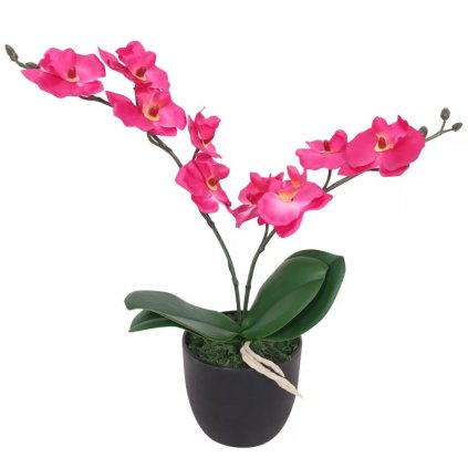 Umělá rostlina orchidej s květináčem - 30 cm | červená