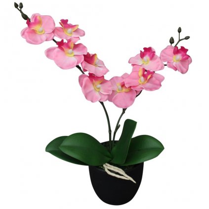 Umělá rostlina orchidej s květináčem - 30 cm | růžová