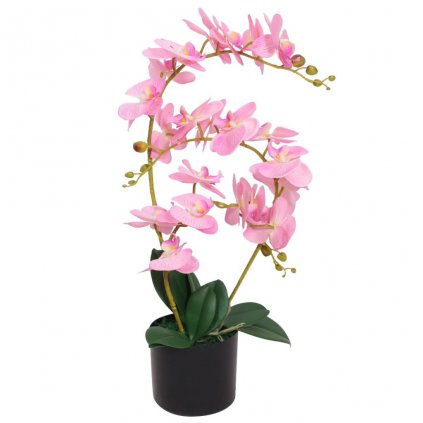 Umělá rostlina orchidej s květináčem - 65 cm | růžová