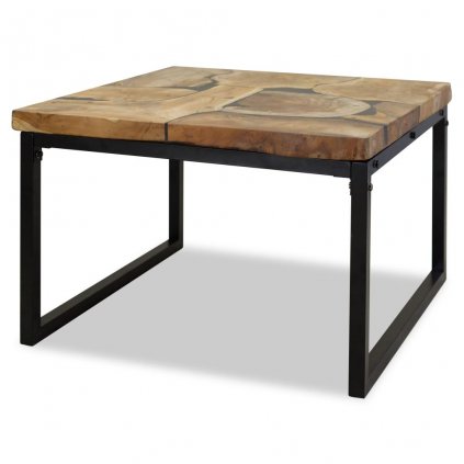 Konferenční stolek - teak a pryskyřice | 60x60x40 cm