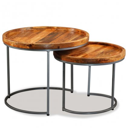 Odkládací stolek Montreal - 2dílný | masivní dřevo