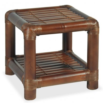 Noční stolek - bambus - tmavě hnědý | 40x40x40 cm